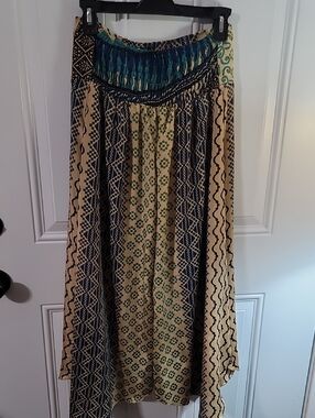 Bohemian Printed Pants in Beige and Navy